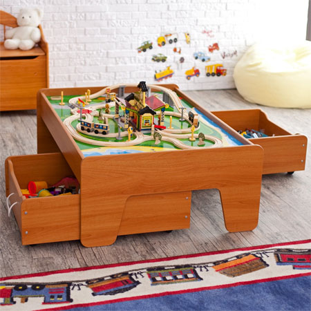 Honey Train Table With A Couple Of Optional Trundle Drawers Gives