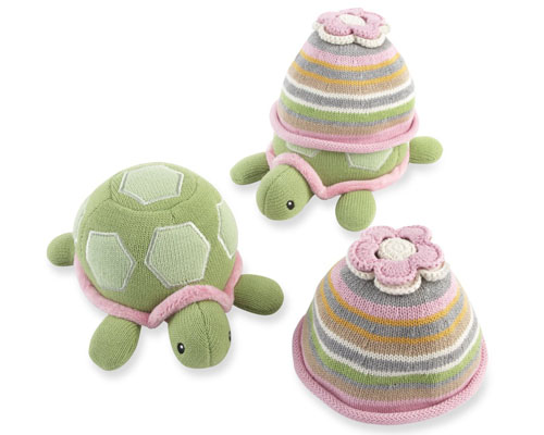Baby Aspen Turtle Toppers Baby Hat and Turtle Plush Gift Set