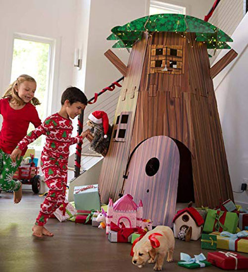 Awesome Big Tree Fort Building Kit for Kids Made of Cardboard