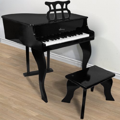 Black Childs Wood Toy Grand Piano