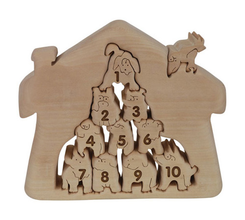 Counting Pups Natural Wood PuzzleMe Up Puzzle