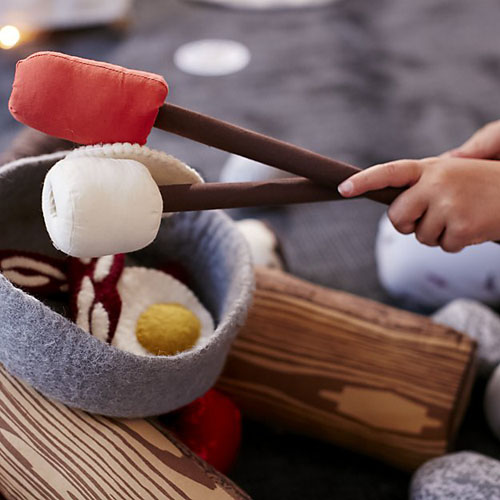 Crate and Kids Plush Campfire Set for Pretend Play Camp in The Room