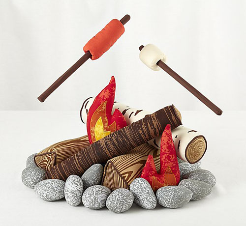 Crate and Kids Plush Campfire Set for Pretend Play Camp in The Room