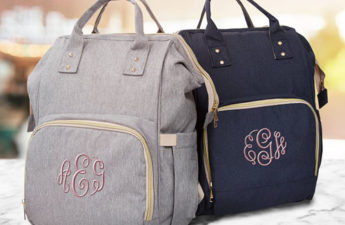 Modern, Personalized Diaper Bag with Beautiful Embroidered Monogram