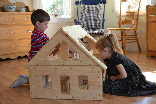 Natural Wooden Our Maine Dollhouse by Elves and Angels