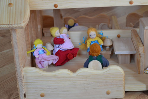 Natural Wooden Our Maine Dollhouse by Elves and Angels