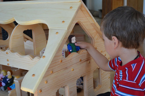 Natural Wooden Our Maine Dollhouse by Elves and Angels