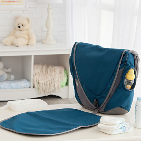 sea blue messenger diaper bag