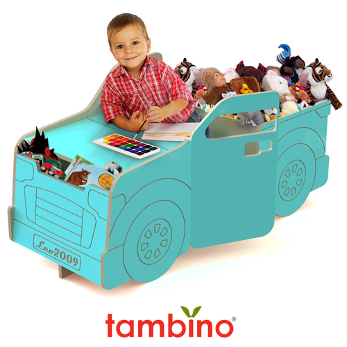 Tambino Pickup Truck Is A Combination Desk and Double Toy Chests