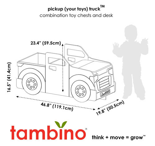 Tambino Pickup Truck Is A Combination Desk and Double Toy Chests