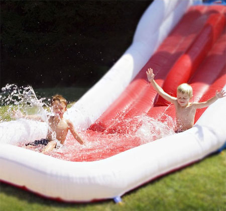 white shark inflatable slide